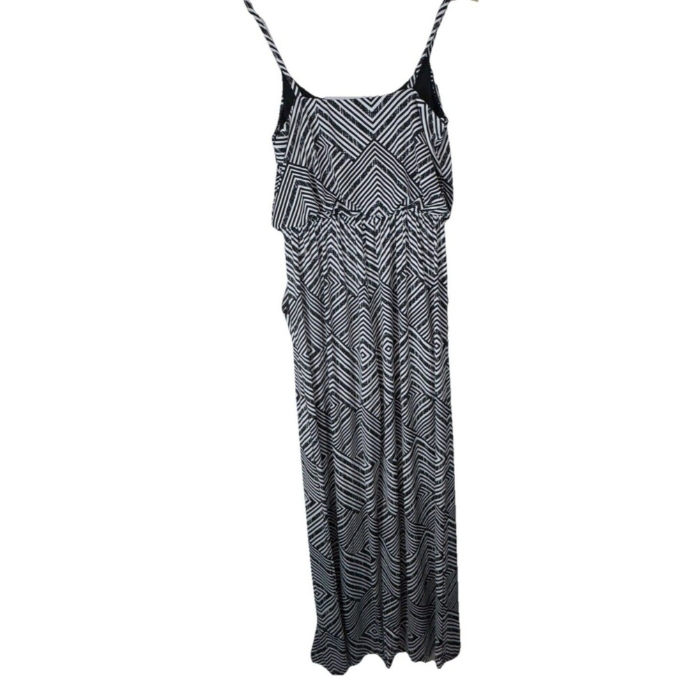 Gilli Black White Geometric Wide Leg Jumpsuit Spaghetti Straps Scoop Neck M - Picture 7 of 9
